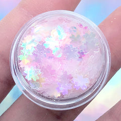 Iridescent Sakura Confetti Glitter Mix | Cherry Blossom Glitter Dust | Floral Resin Inclusions | Nail Art Supplies (Pink / 2 grams)