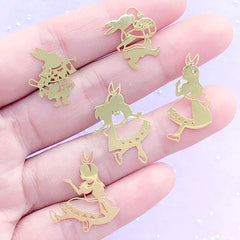 Alice in Wonderland Metal Embellishments for UV Resin Craft | Fairytale Resin Inclusions | Kawaii Craft Supplies (5 pcs)