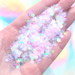 Iridescent Sakura Confetti Glitter Mix | Cherry Blossom Glitter Dust | Floral Resin Inclusions | Nail Art Supplies (Pink / 2 grams)