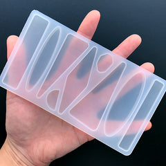 Assorted Geometric Hair Clip Silicone Mold (9 Cavity) | Triangle Rectangle Bar Oval Rhombic Mould | Geometry Jewelry DIY