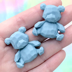 Faceted Bear Cabochon | Animal Decoden Piece | Kawaii Phone Case Decoration (2 pcs / Blue / 28mm x 30mm)