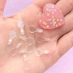Plastic Bails for Resin Cabochon | Glue On Clear Bail Blanks | Resin Pendant DIY | Kawaii Jewelry Findings (20 pcs / 8mm x 16mm)