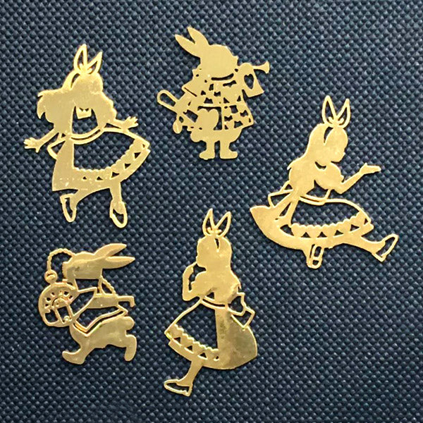 Alice in Wonderland Metal Embellishments for UV Resin Craft | Fairytale Resin Inclusions | Kawaii Craft Supplies (5 pcs)