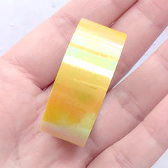 AB Colored Adhesive Tape | Rainbow Clear Tape | Iridescent Tape | Kawaii Stationery Supplies (1 piece / Yellow / 1.5cm x 4 Meters)