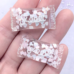 Kawaii Candy Cabochon with Heart Glitter | Sweet Deco | Phone Case Decoden Supplies (2 pcs / 18mm x 34mm)
