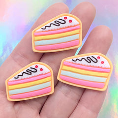 Sugar Cookie Decoden Cabochon in Cake Shape | Dollhouse Miniature Sweets Deco | Kawaii Decoden Supplies (3 pcs / 28mm x 22mm)