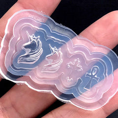 Unicorn and Cross Silicone Mold (4 Cavity) | Kawaii UV Resin Art Supplies | Mini Embellishment Mold (11mm to 15mm)