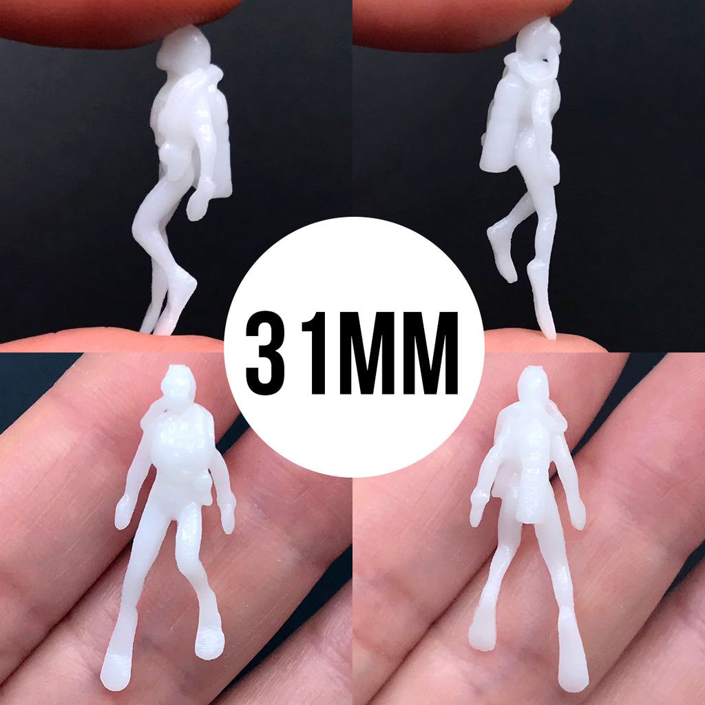 3D Female Diver Figurine for Miniature Resin Ocean World Making | Resin Inclusion for Resin Diorama DIY (1 piece / 22mm or 31mm)