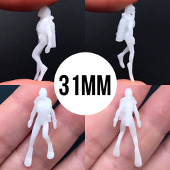3D Female Diver Figurine for Miniature Resin Ocean World Making | Resin Inclusion for Resin Diorama DIY (1 piece / 22mm or 31mm)