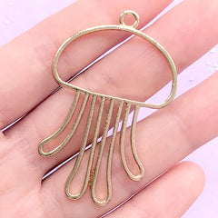 Jellyfish Open Bezel for UV Resin Filling | Sea Jelly Charm | Kawaii Marine Life Deco Frame | Resin Jewellery DIY (1 piece / Gold / 33mm x 50mm)