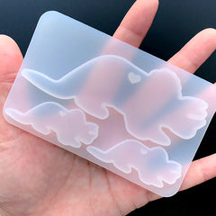 Triceratops and Baby Dinosaur Silicone Mold (3 Cavity) | Dino Family Mould | Kawaii Resin Jewellery Making | Clear Mould for UV Resin