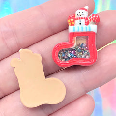 Shake Shake Christmas Stocking Cabochons | Christmas Sock Shaker Charm | Xmas Craft Supplies (2 pcs / 21mm x 26mm)