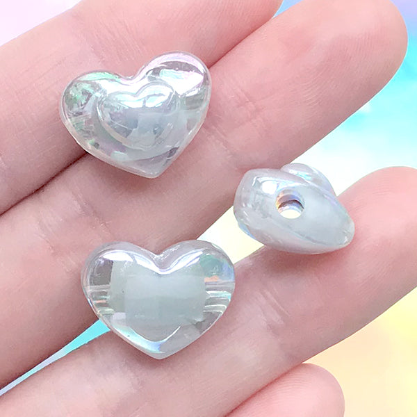 CLEARANCE Heart Beads Acrylic Spacer (8pcs / 13mm x 13mm / Rose Gold), MiniatureSweet, Kawaii Resin Crafts, Decoden Cabochons Supplies
