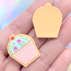 Kawaii Cupcake Sugar Cookie Decoden Cabochons | Dollhouse Food | Miniature Sweet Jewelry Supplies (3 pcs / 23mm x 27mm)