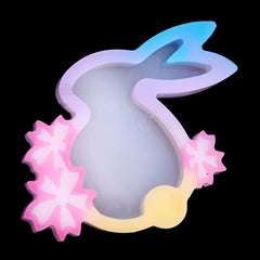 Rabbit and Flower Resin Shaker Mold | Animal Shaker Charm Mould | Shake Shake Cabochon Making | Kawaii Art Supplies (57mm x 59mm)