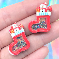 Shake Shake Christmas Stocking Cabochons | Christmas Sock Shaker Charm | Xmas Craft Supplies (2 pcs / 21mm x 26mm)