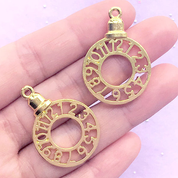 Pocket Watch Open Bezel | Alice in Wonderland Deco Frame | Kawaii Steampunk Charm | UV Resin Jewelry DIY (2 pcs / Gold / 24mm x 33mm)