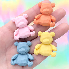 Faceted Bear Decoden Cabochon | Kawaii Embellishment for Phone Case Deco (4 pcs / Mix / 28mm x 30mm)