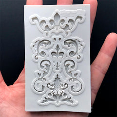 Assorted Baroque Acanthus Scroll and Fleur de Lis Silicone Mold (7 Cavity) | Rococo Leaf Mould | Victorian Ornament Mold | Royal Decoration Craft