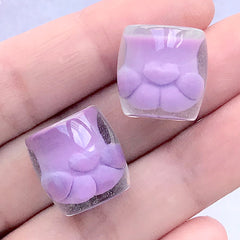 Dollhouse Cat Paw Cup | 3D Miniature Coffee Mug | Doll Food Cabochon | Kawaii Decoden Supplies (2 pcs / Purple / 16mm x 16mm)