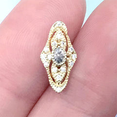 Sparkle Nail Charm with Rhinestones | Luxury Nail Design | Bling Bling Embellishment for Resin Art (1 piece / Gold / 7mm x 14mm)