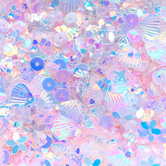 CLEARANCE Iridescent Dreamy Pink Glitter and Sequin Assortment | Assorted Confetti Sprinkles | Glittery Embellishments for Resin Craft (Clear and Light Pink / 5 grams)