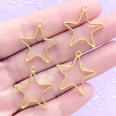 CLEARANCE Hollow Star Open Bezel Charm | Cute Deco Frame for UV Resin Filling | Kawaii Craft Supplies (4 pcs / Gold / 21mm x 23mm)