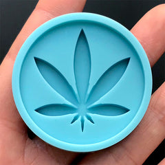 Pot Leaf Phone Grip Silicone Mold | Round Marijuana Mould | Cannabis Weed Hemp Glass Mold | Resin Crafts (42mm)