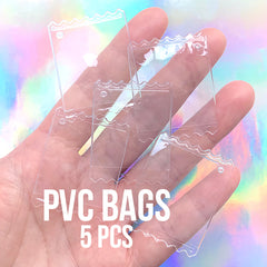 Small Clear Candy Wrapper for Kawaii Decoden Cabochons | Mini PVC Fabric Bags (5 pcs / 30mm x 40mm)