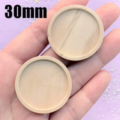 30mm Wood Bezel Setting for UV Resin Filling | Round Cameo Tray | Wooden Jewellery Findings (2 pcs / 30mm / Raw Color)