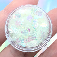 Four Leaf Clover Iridescent Confetti and Glitter Mix | Resin Inclusions | Nail Art Supplies (Light Yellow / 2 grams)