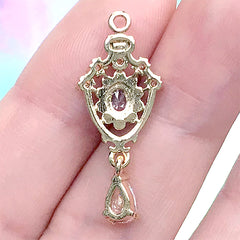 Bling Bling Rhinestone Dangle Charm | Kawaii Princess Jewellery Making (1 piece / Gold / 12mm x 29mm)