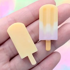 Three Color Ice Pop Cabochons | Miniature Popsicle Embellishment | Mini Food Jewelry DIY | Kawaii Decoden (2 pcs / 15mm x 38mm)
