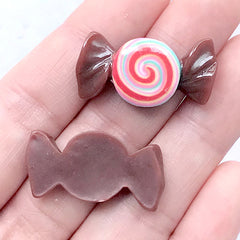 Salt Water Taffy Candy Cabochon | Sweet Deco Supplies | Kawaii Decoden Pieces | Fake Food Jewelry Making (3 pcs / 29mm x 15mm)