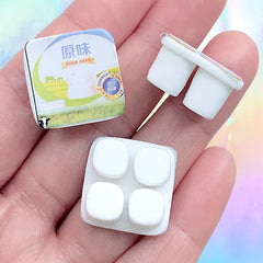 Dollhouse Yogurt Carton Cabochon | 3D Miniature Supermarket Groceries | Doll Food Supplies | Kawaii Mini Food Jewelry DIY (3 pcs / 20mm x 10mm)