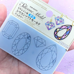 Diamond Gemstone Silicone Mold (4 Cavity) | Intricate Rhinestone Deco Frame Mold | Kawaii Resin Jewelry DIY