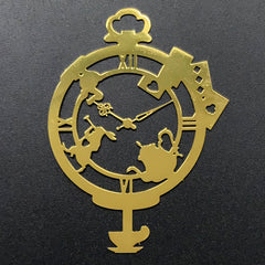 Alice in Wonderland Pocket Watch Metal Bookmark Charm | Steampunk Deco Frame for UV Resin Jewellery DIY (1 piece / 43mm x 58mm)