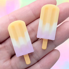 Three Color Ice Pop Cabochons | Miniature Popsicle Embellishment | Mini Food Jewelry DIY | Kawaii Decoden (2 pcs / 15mm x 38mm)