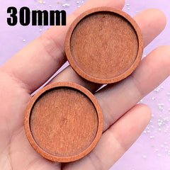 Round Wooden Bezel Tray for UV Resin Jewelry Making | 30mm Cabochon Setting | Wood Findings (2 pcs / 30mm / Orange Brown)