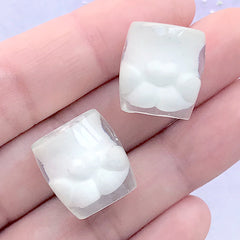 Miniature Cat Paw Shaped Mug | 3D Dollhouse Milk Drink | Kawaii Decoden Cabochons | Doll Food Craft Supplies (2 pcs / White / 16mm x 16mm)