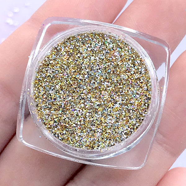 Iridescent Gold and Silver Glitter Powder, Holographic Glitter, Glit, MiniatureSweet, Kawaii Resin Crafts, Decoden Cabochons Supplies