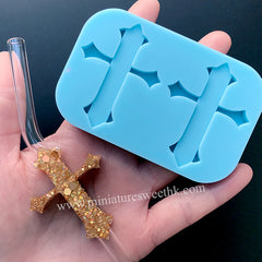 Gothic Cross Straw Topper Silicone Mold | Christmas Decoration | Epoxy Resin Mould | Resin Art Supplies (39mm x 50mm)
