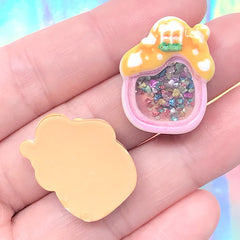 Christmas Gingerbread House Shaker Cabochons | Shake Shake Christmas Ornaments | Xmas Embellishments (2 pcs / 19mm x 24mm)