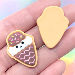 Ice Cream Shaped Sugar Cookie Resin Cabochon | Dollhouse Miniature Sweet Deco | Mini Food Craft | Kawaii Jewelry Making (3 pcs / 22mm x 30mm)