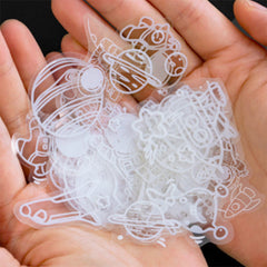 Astronomy PVC Sticker Flakes | Planet Alien UFO Rocket Astronaut Stickers for Resin Craft | Scrapbook Embellishments (Set of 50 pcs)