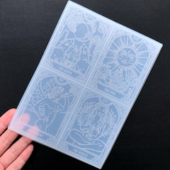 Divination Tarot Card Silicone Mold (XVIII to XXI) | Make Your Own Tarot Deck | Resin Craft Supplies (62mm x 86mm)