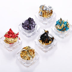 Reversible Gold Foil | Double Sided Colored Foil | Red Blue Purple Black Foil | Gold Leaf | Resin Inclusion | Nail Designs (Set of 6)