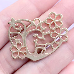 Sakura Forest Deer Open Bezel for UV Resin Jewellery DIY | Nature Deco Frame for Resin Filling (1 piece / Gold / 34mm x 28mm)