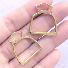 Drawstring Bag Open Bezel Charm for UV Resin Jewelry DIY | Pouch Deco Frame | Kawaii Craft Supplies (2 pcs / Gold / 22mm x 25mm)