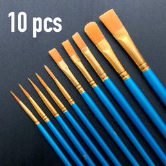 Affordable Nylon Hair Paint Brushes for All Purposes | Disposable Painting Brush for Resin Art | Watercolor Oil Acrylic Paint Brushes (10 pcs)